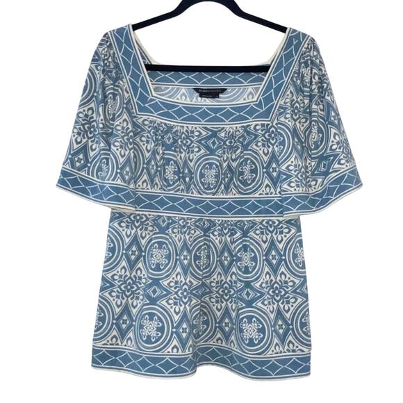 BCBGMaxazria Blue & Cream Blouse - Picture 1 of 8